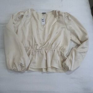 EXPRESS Ivory Peplum Blouse